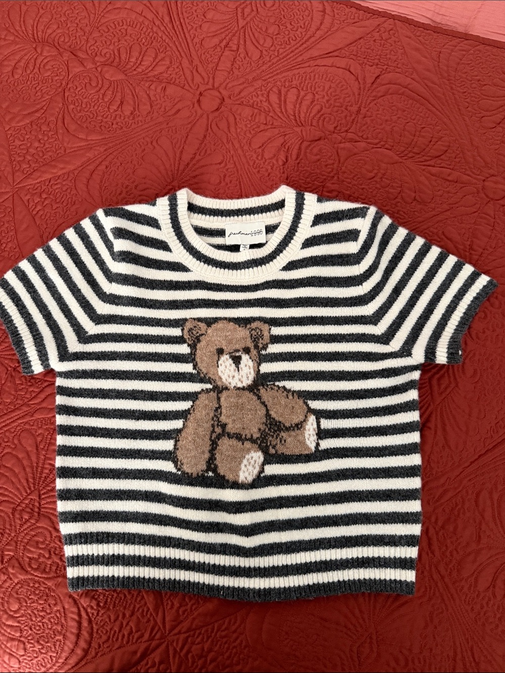 Freshman Black & White Striped Knit Tee with Teddy